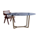 Oval dining table in grey marble Emperador