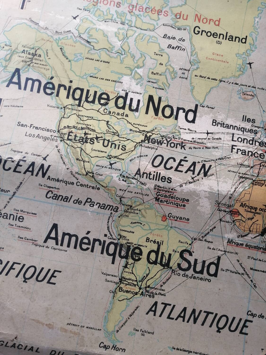 Old map Vidal Lablache 22 Community planisphere - 1950