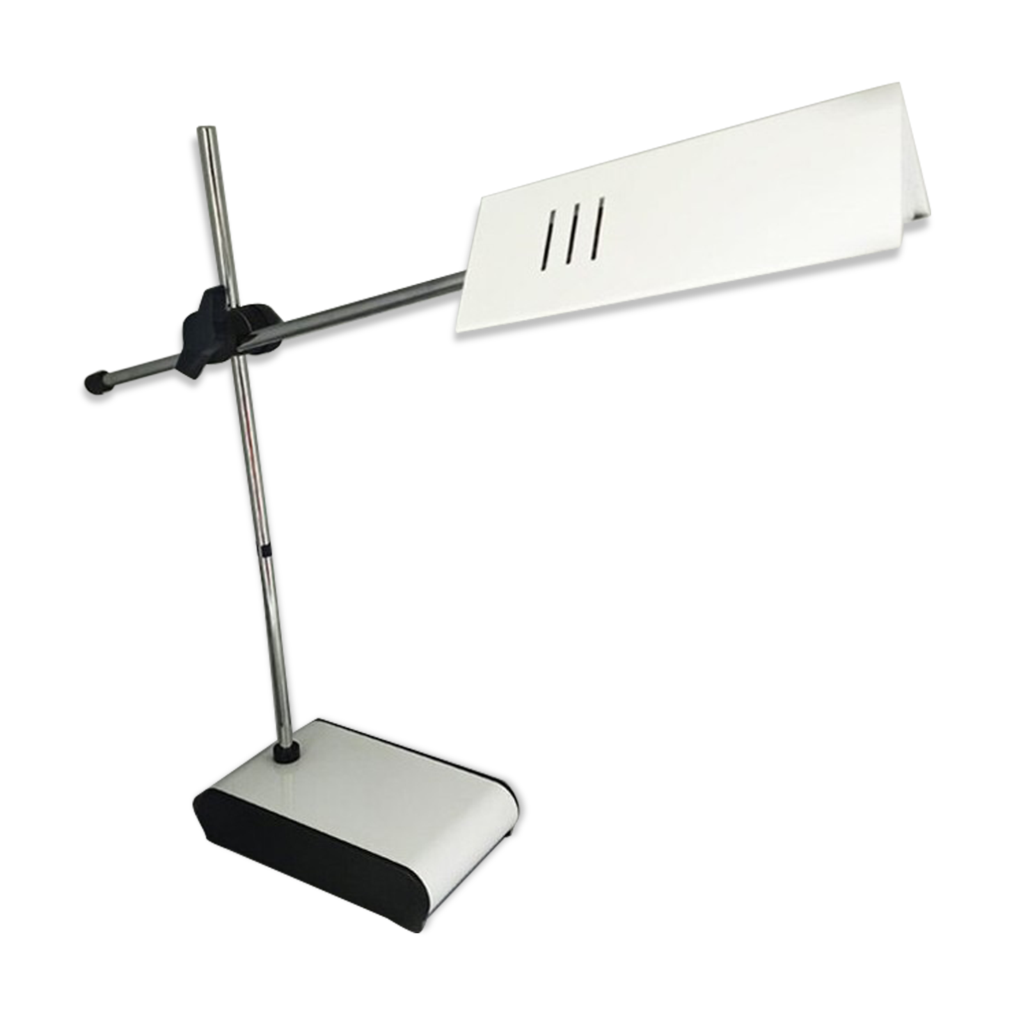 1970s original vintage white table lamp design by Veneta Lumi. Made in Italy