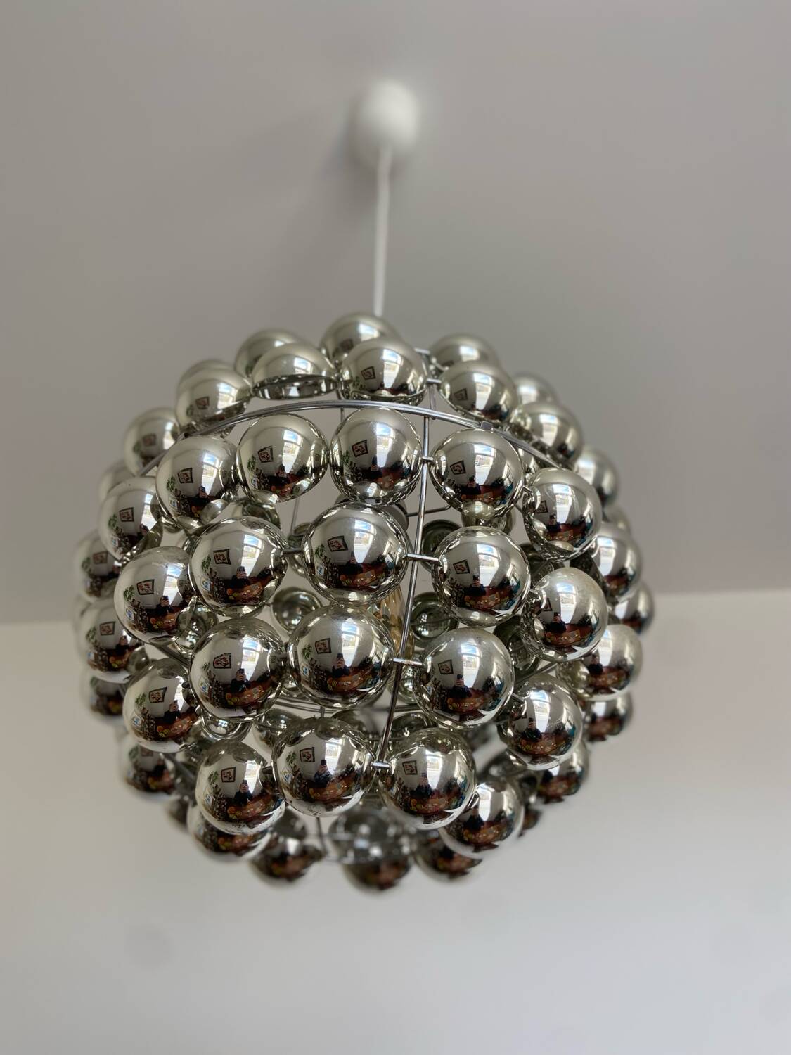 Space age chrome pendant light