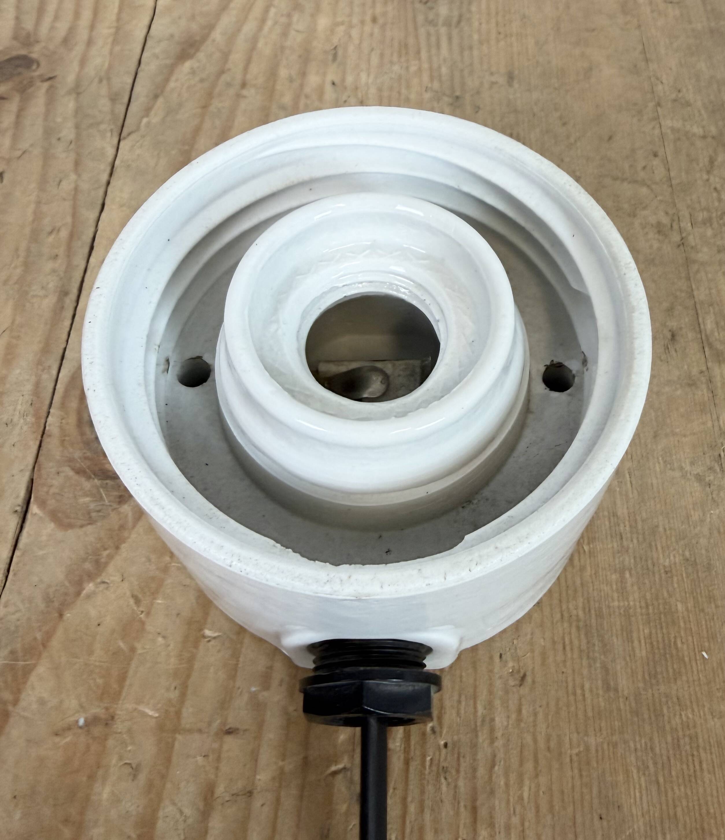 Vintage White Porcelain Wall Light with Milk Glass, 1960s