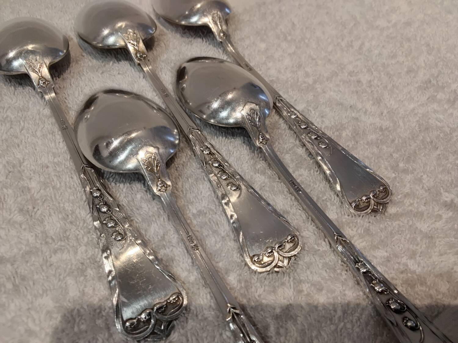 5 tablespoons 800 silver Swiss goldsmith Jezler model Muguet