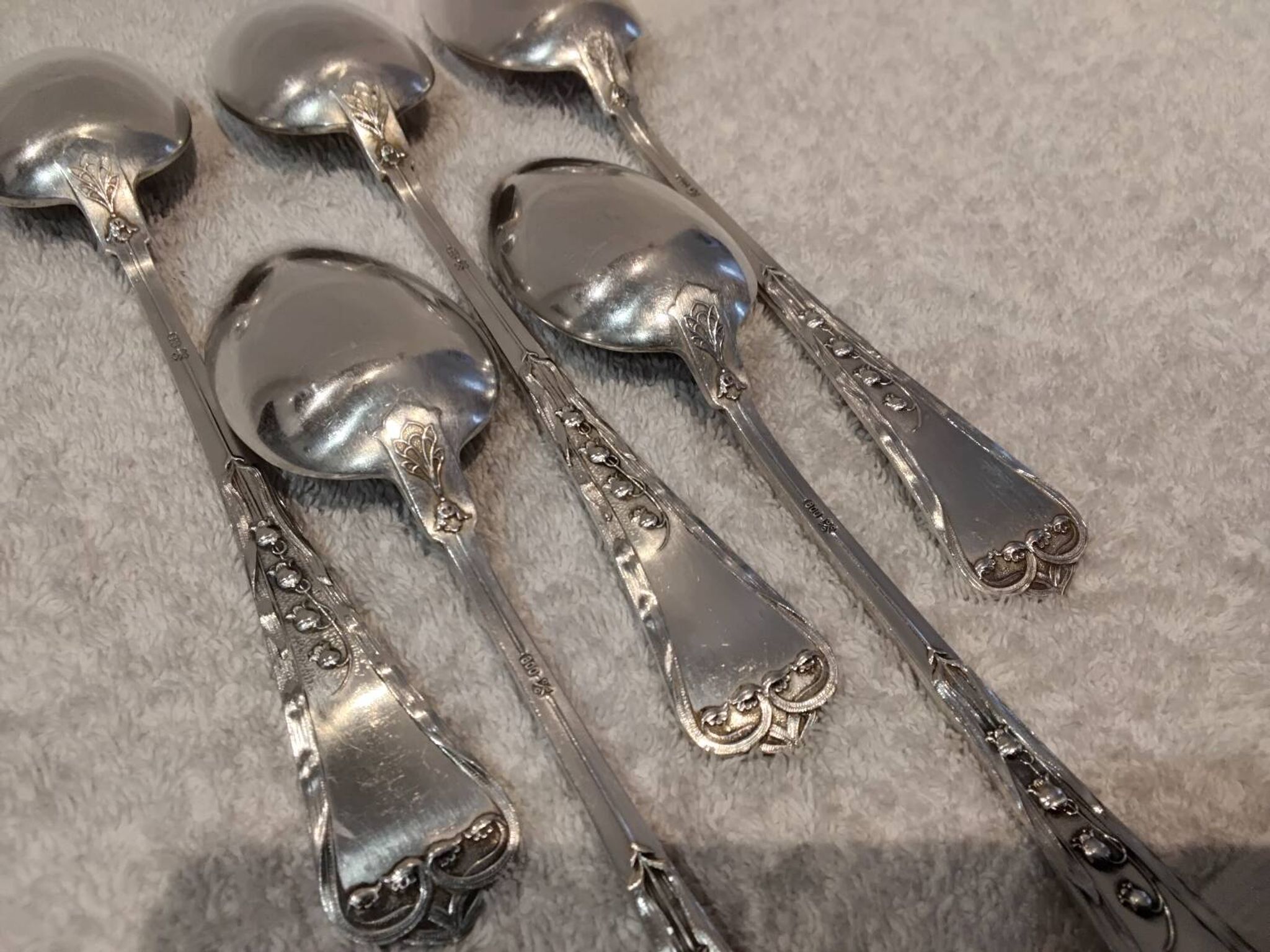 5 tablespoons 800 silver Swiss goldsmith Jezler model Muguet