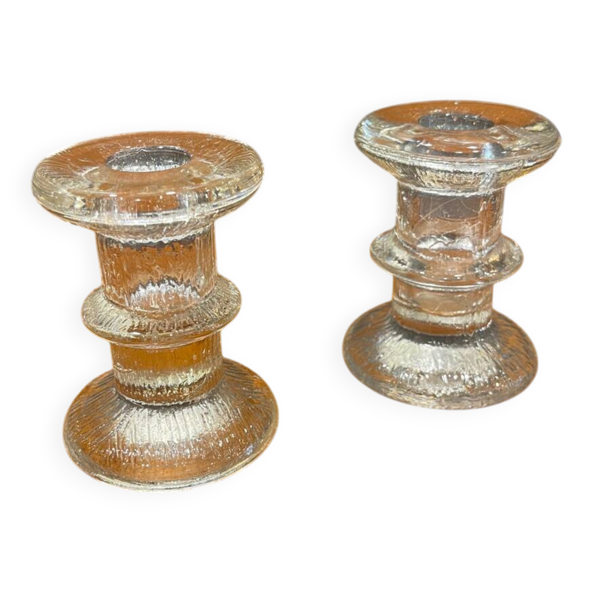 Pair of Festivo crystal candle holders by Timo Sarpaneva 1960