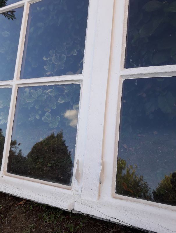 Glass window h141xl263 in oak 4 leaves