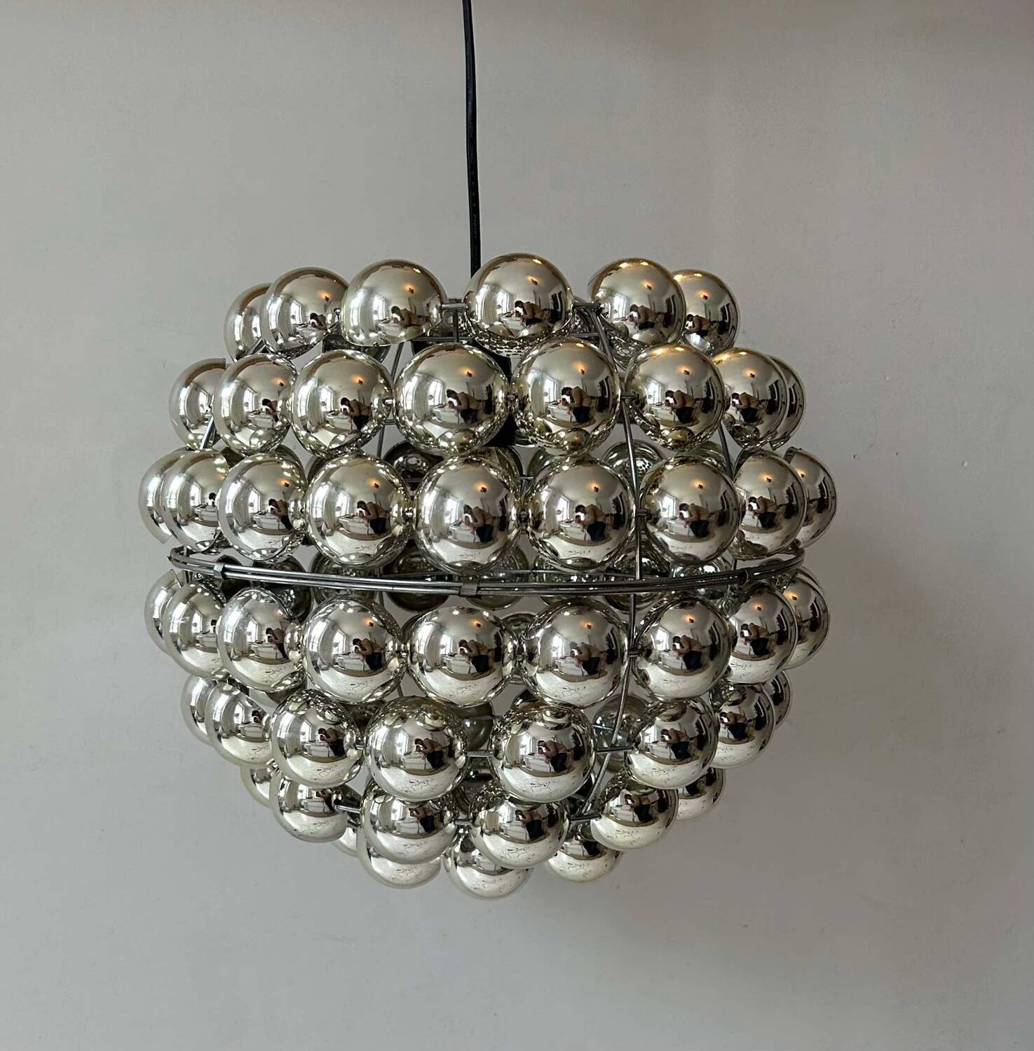 Vintage suspension, chrome half sphere, France 1970