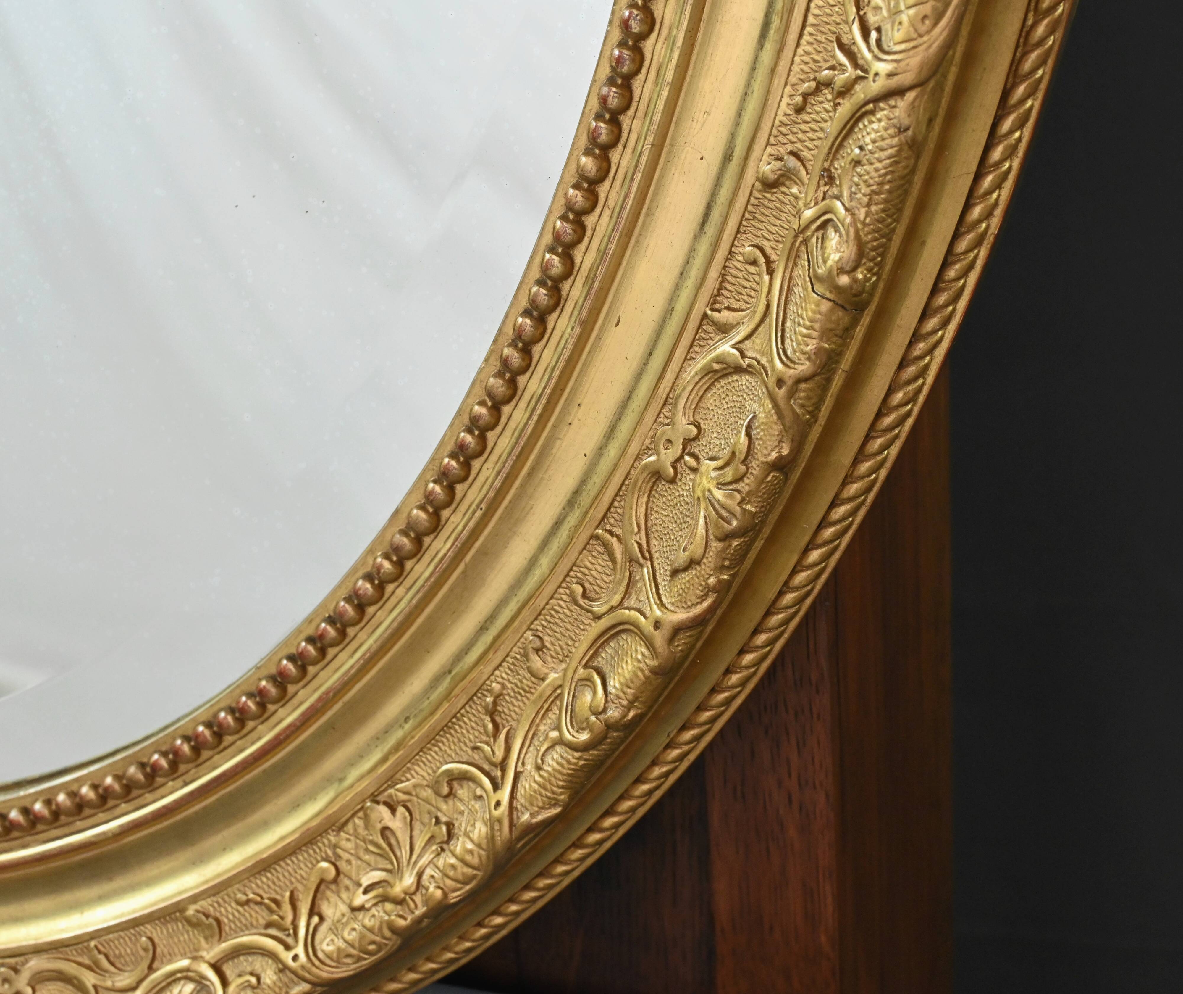 Large Gilded Wood Mirror, Louis XV Style – Part 2 of the 19th Century