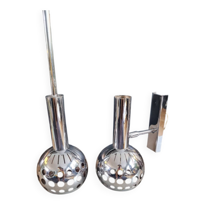 Ensemble applique + suspension vintages chromées