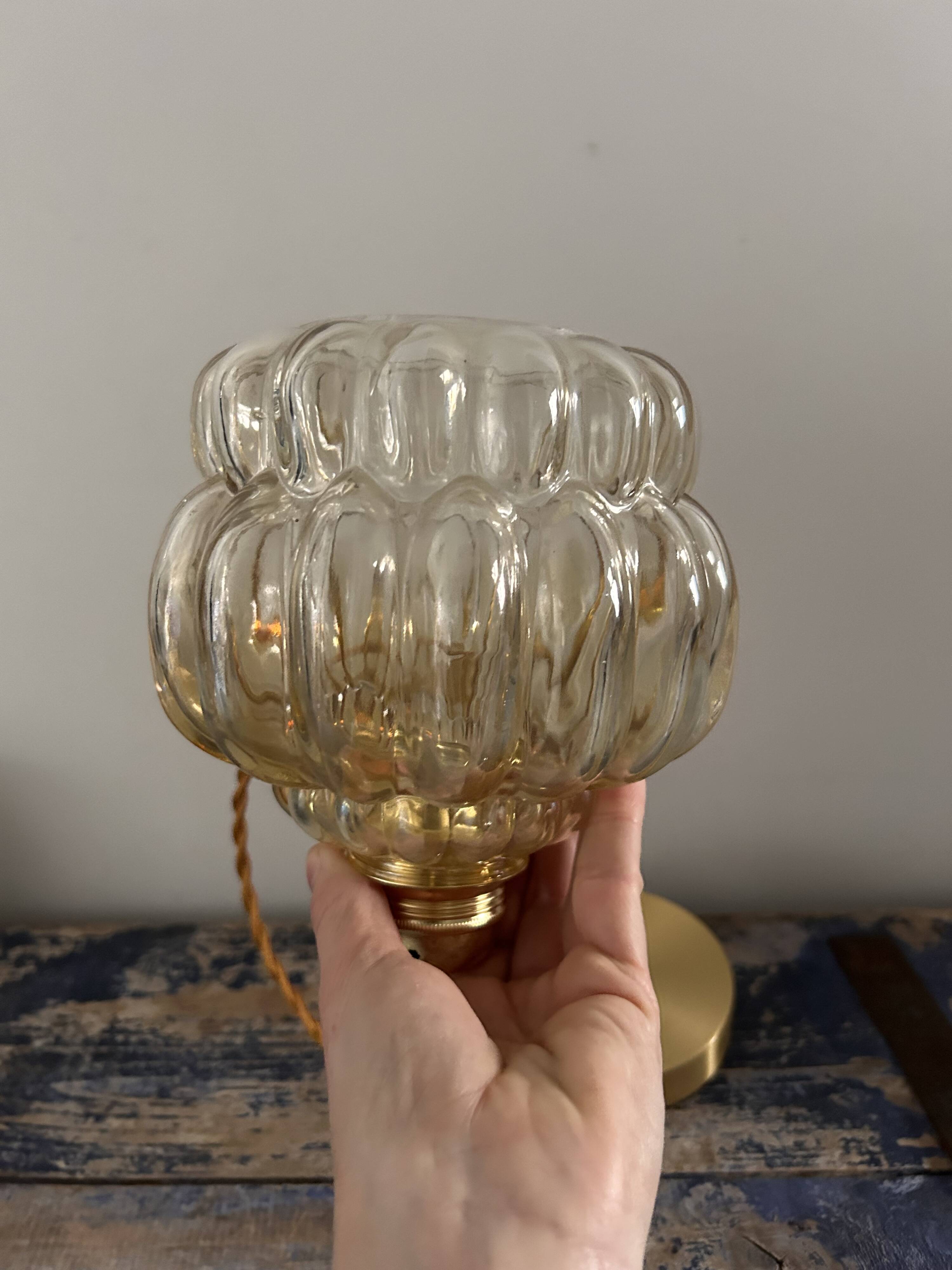 Vintage amber glass pendant light