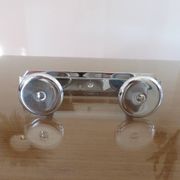 Wall coat rack with 2 hooks in chrome-plated brass from the 40s and 50s