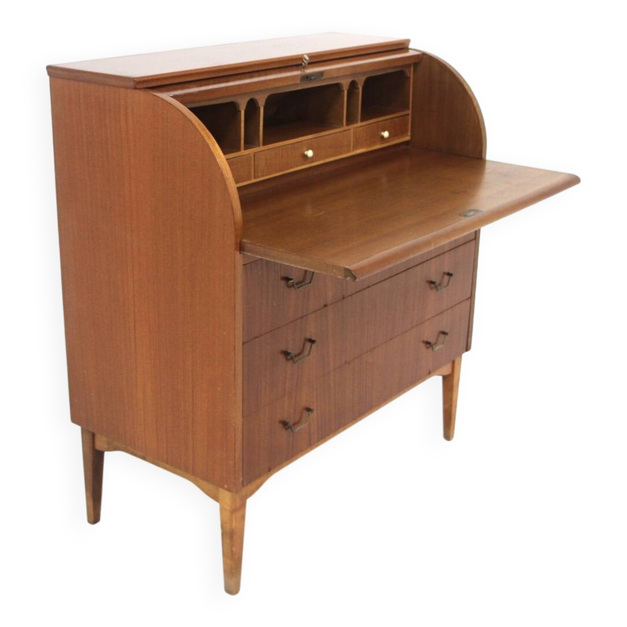 Scandinavian mahogany secretary desk, Bröderna Gustafssons, Sweden, 1950
