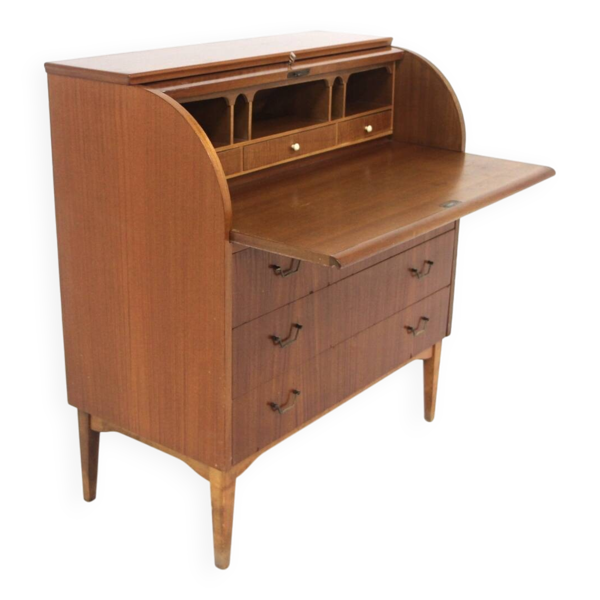 Secrétaire scandinave en acajou, Bröderna Gustafssons, Suède, 1950