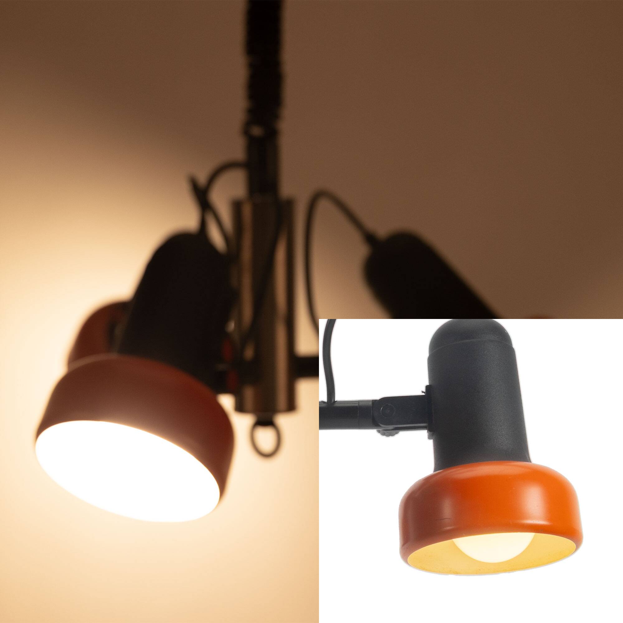 Orange 70s 3-Point adjustable Pendant Lamp