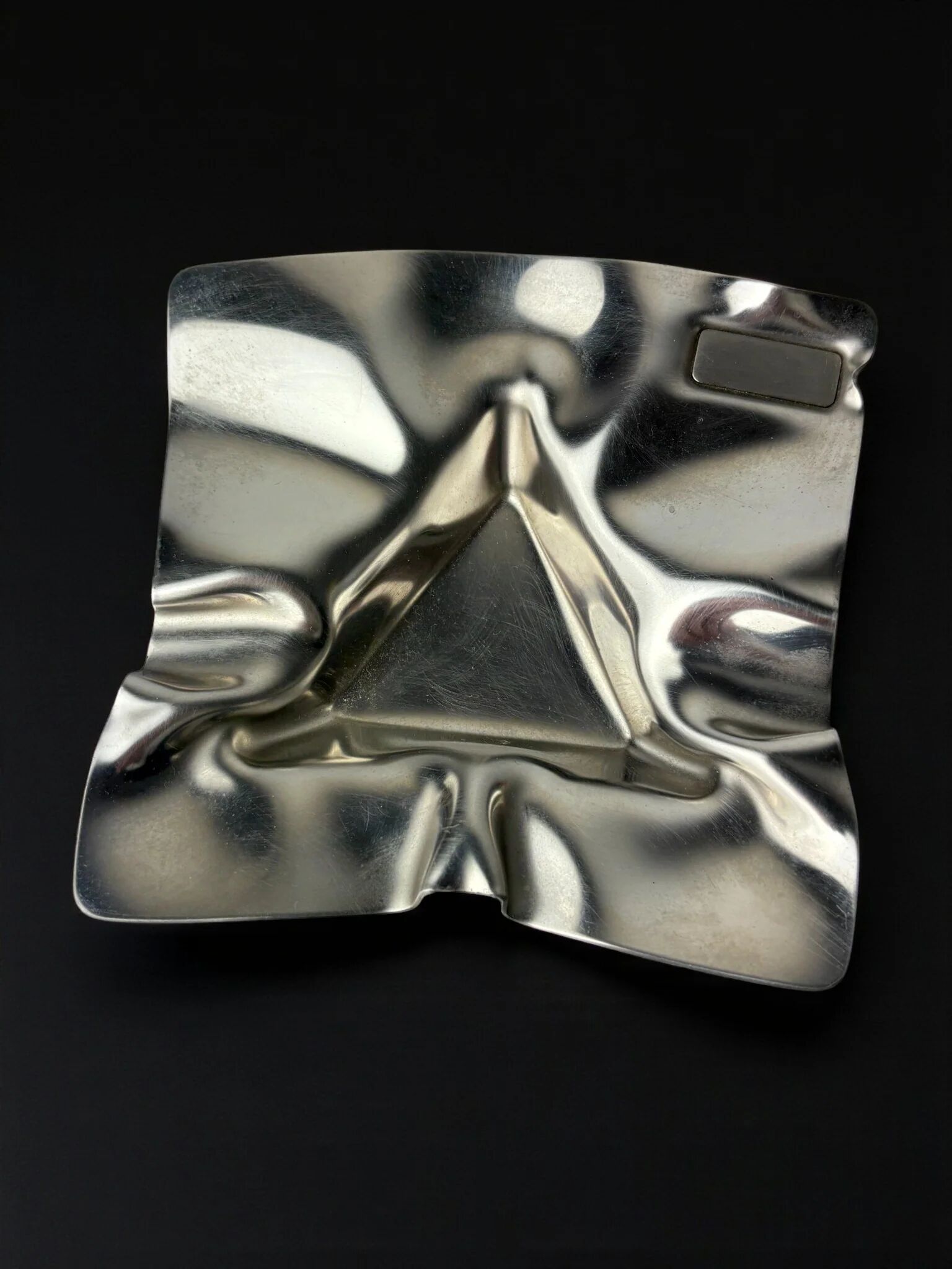Biomorphic ashtray, stainless steel, Spain, 1970s