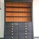 Industrial furniture loom shelf with drawers black patina