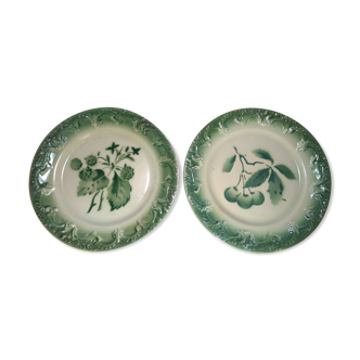 2 plates old dabbling fruit decoration