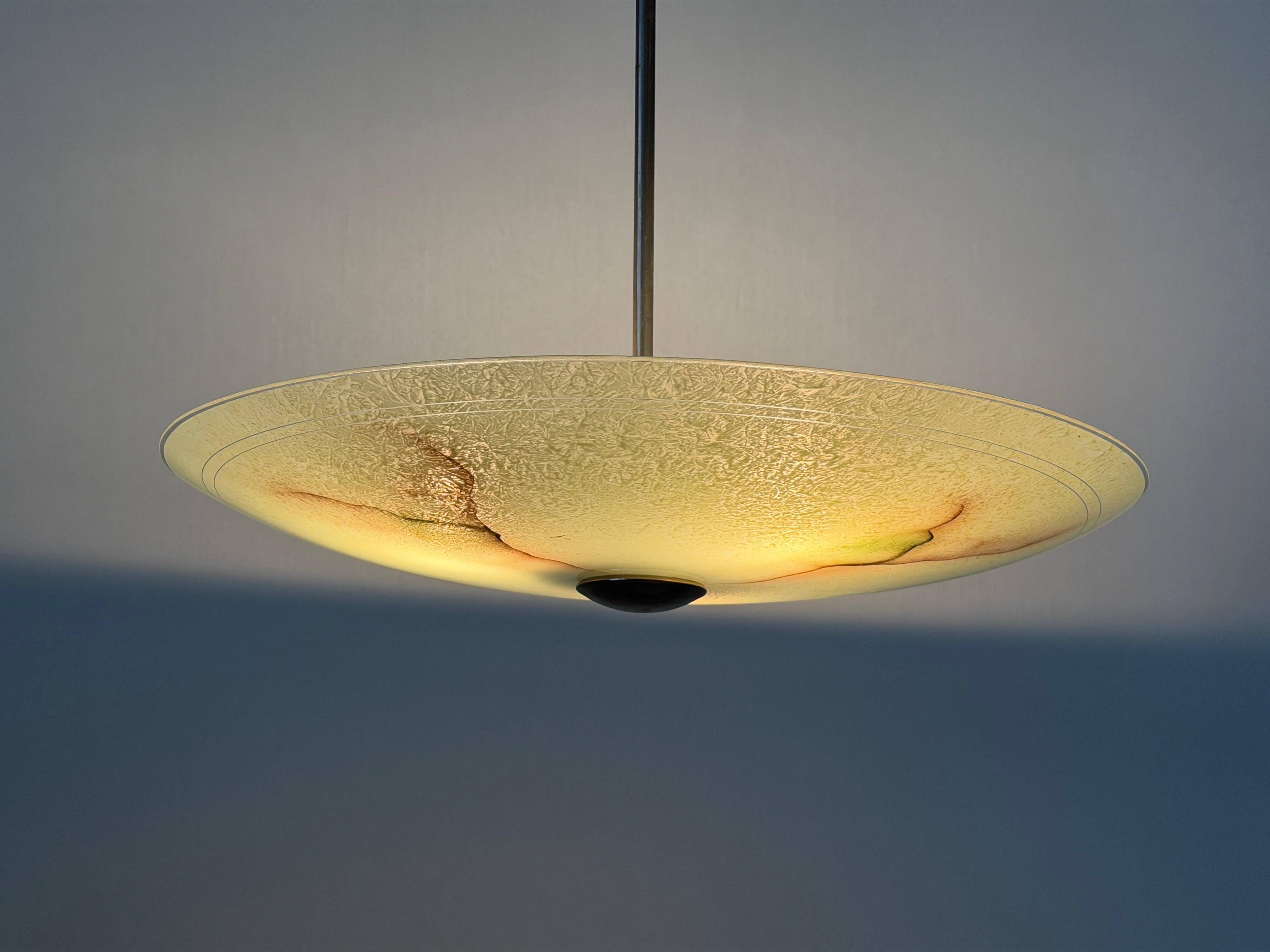 Art Deco ceiling light in green glass, 1940s, Germany