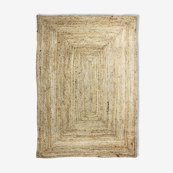 Jute carpet 120x170 cm white outline