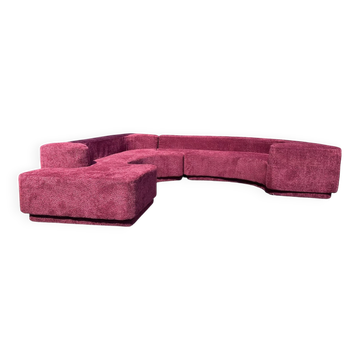 Vintage Lara Modular Sofa in Burgundy Bouclé by Roberto Pamio for Stilwood, 1970s