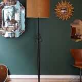 Very large brutalist wrought iron floor lamp, circa 1950