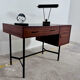 French modernist desk from the 1950s with 2 drawers, 1 cabinet, and 1 container.