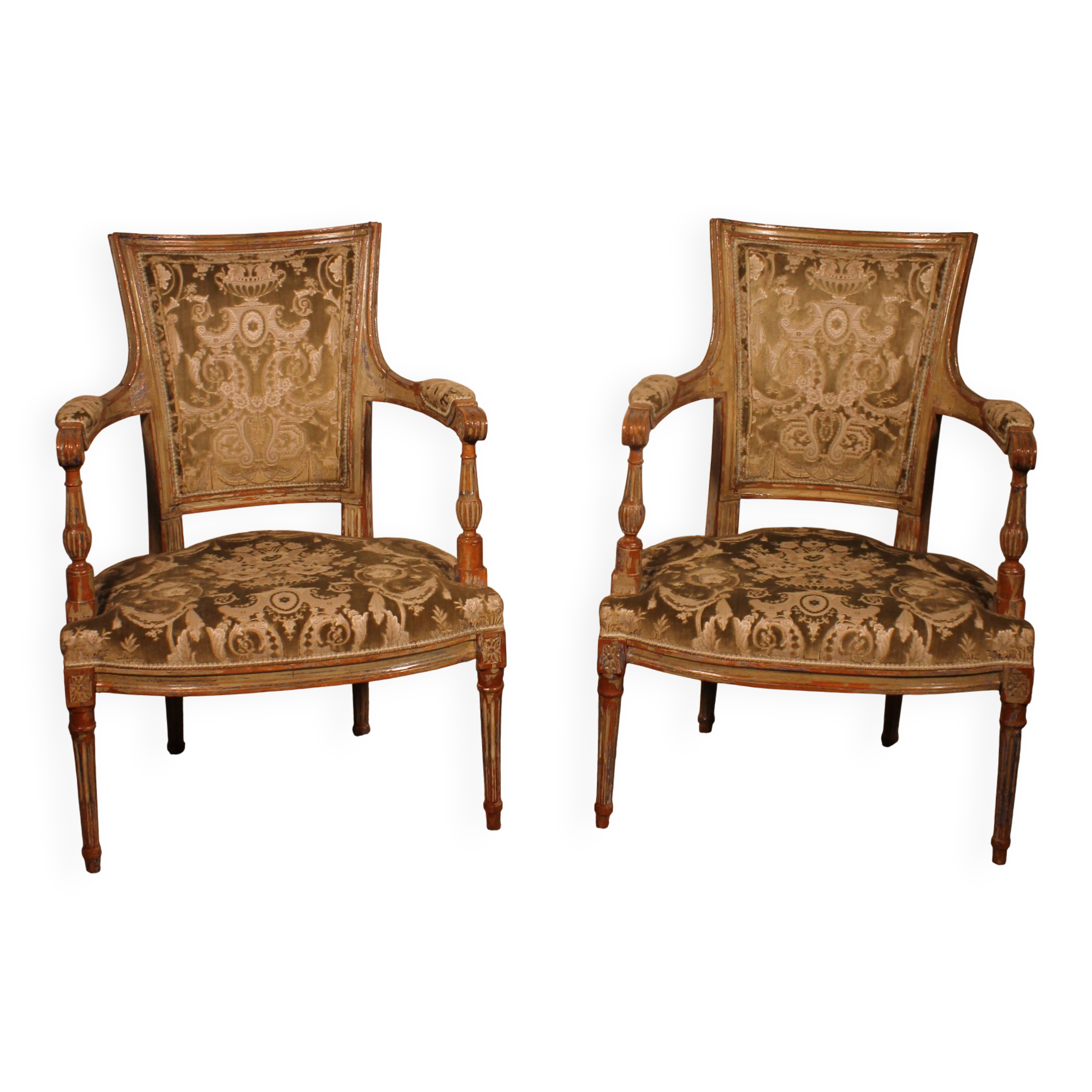 Pair of Louis XVI-style cabriolet armchairs – 18th century