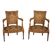 Pair of Louis XVI-style cabriolet armchairs – 18th century
