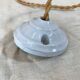 Suspension ancien opaline pâte de verre plissé blanche 1940 Vintage