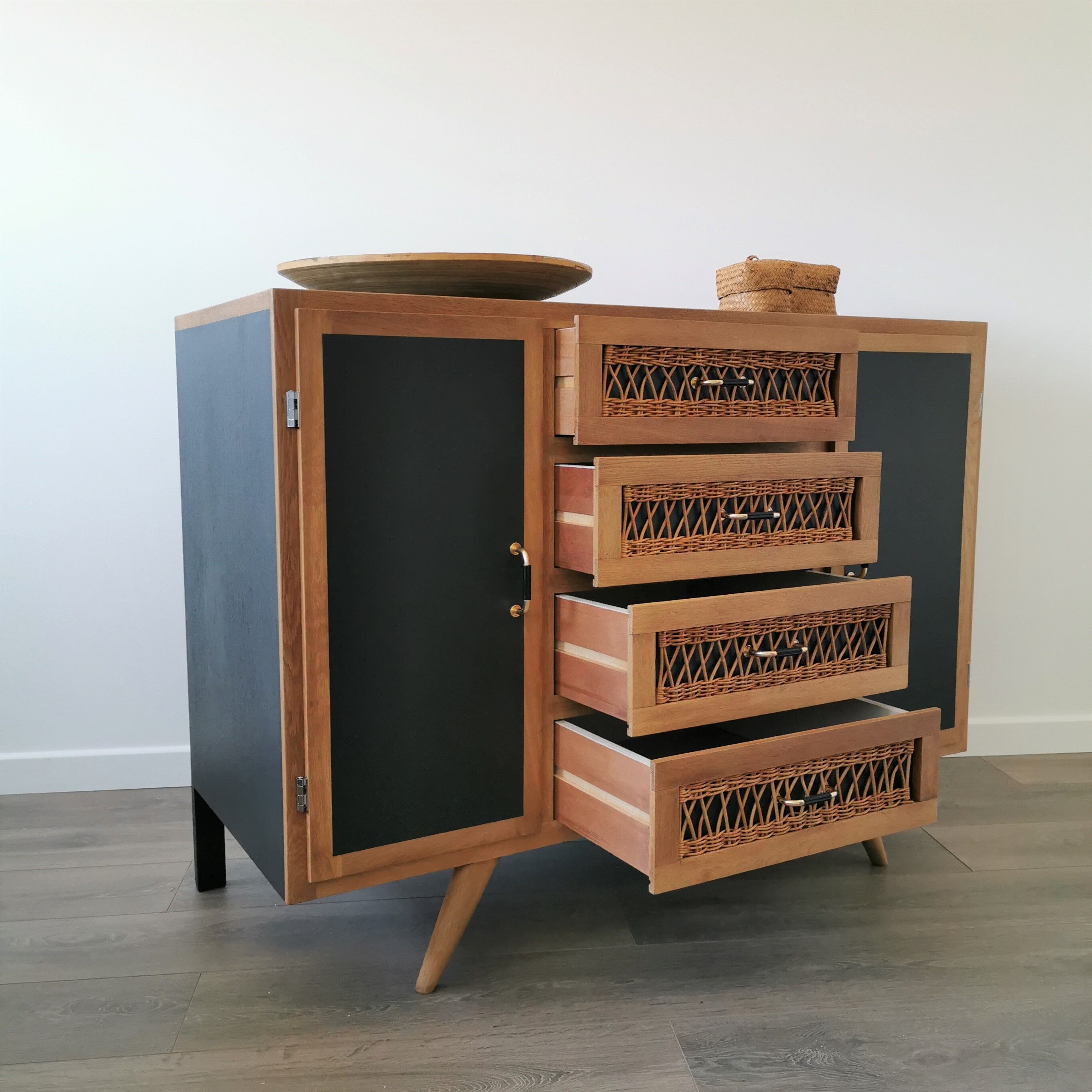 Rattan storage unit