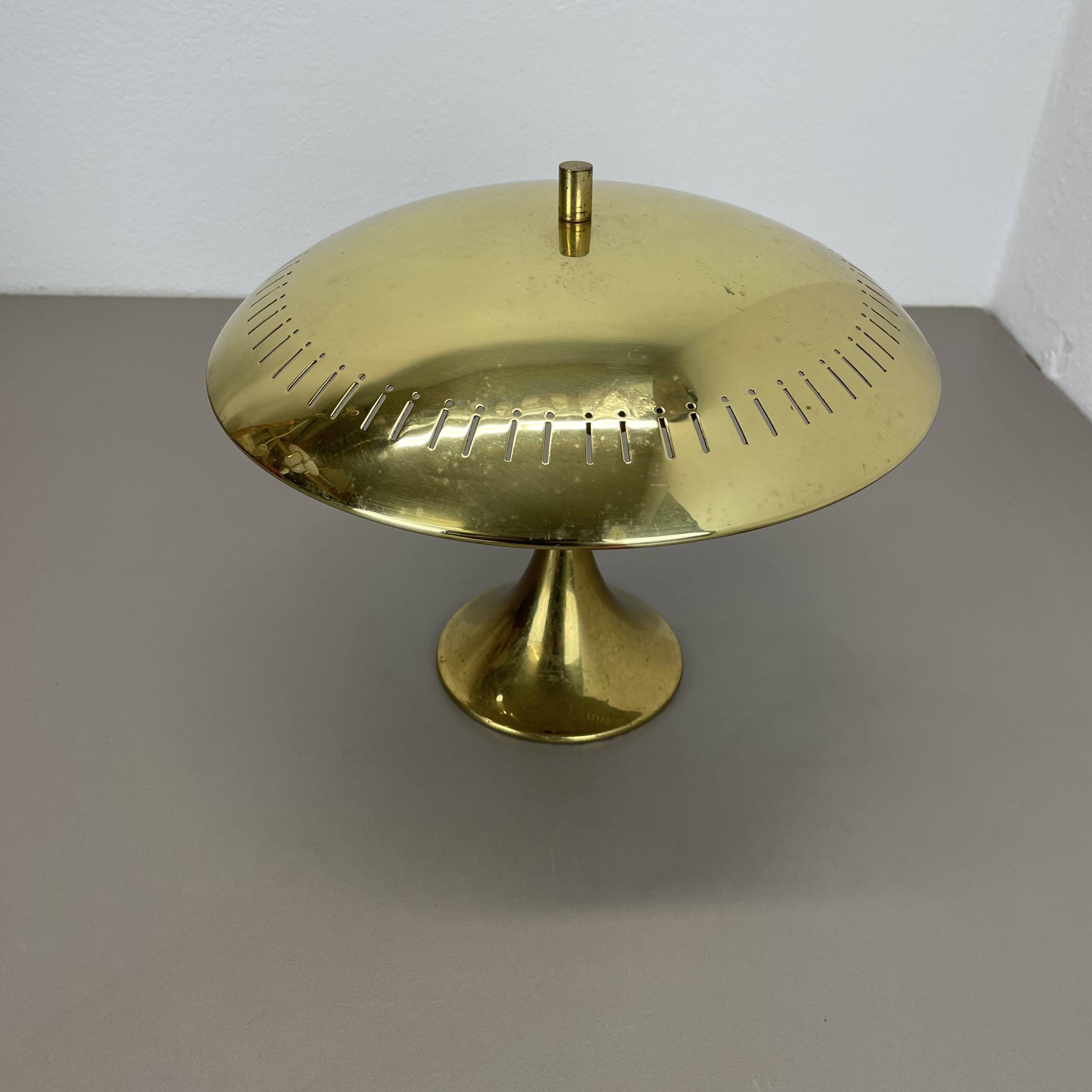 unique round  Brass Gino Sarfatti Style Ceiling Light Flushmount, Italy 1950s