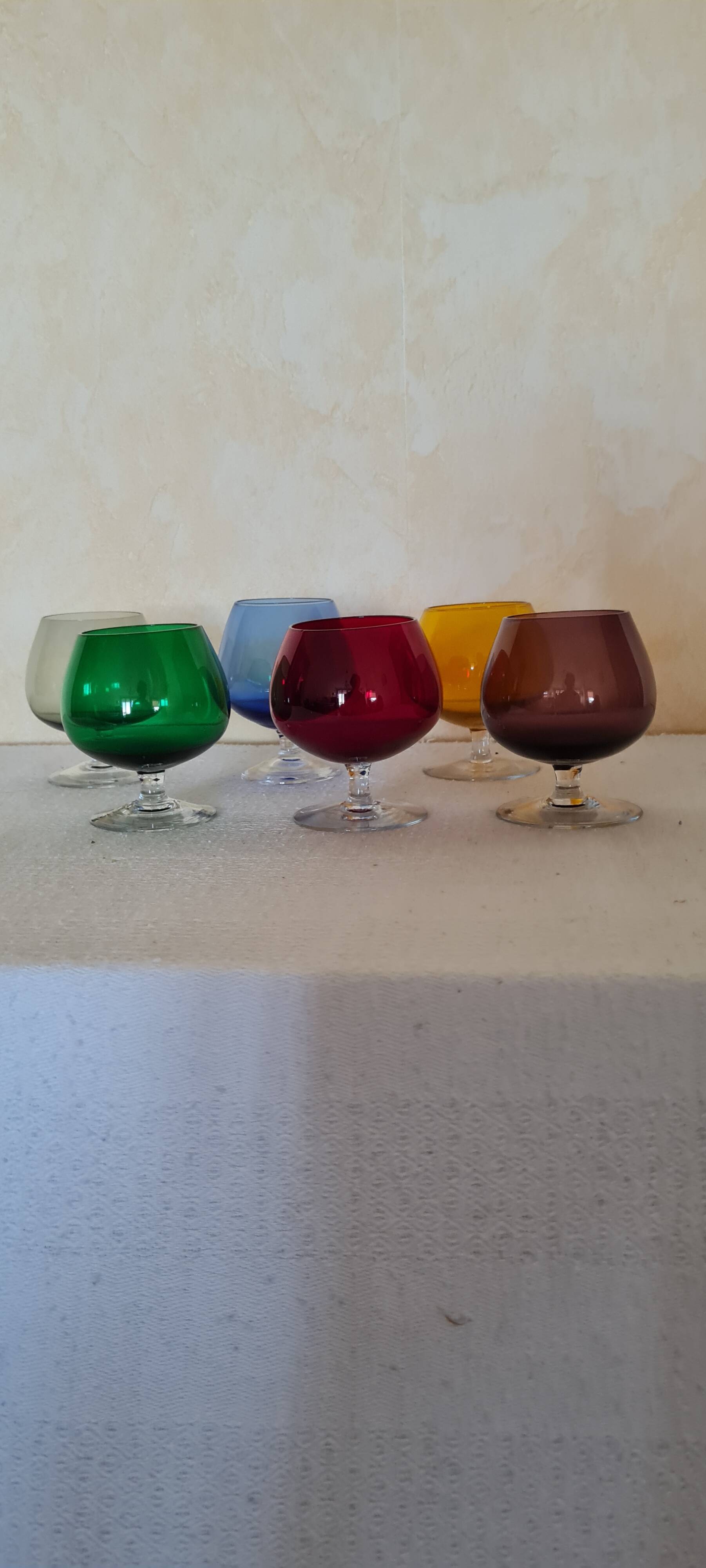 Coloured cognac glasses
