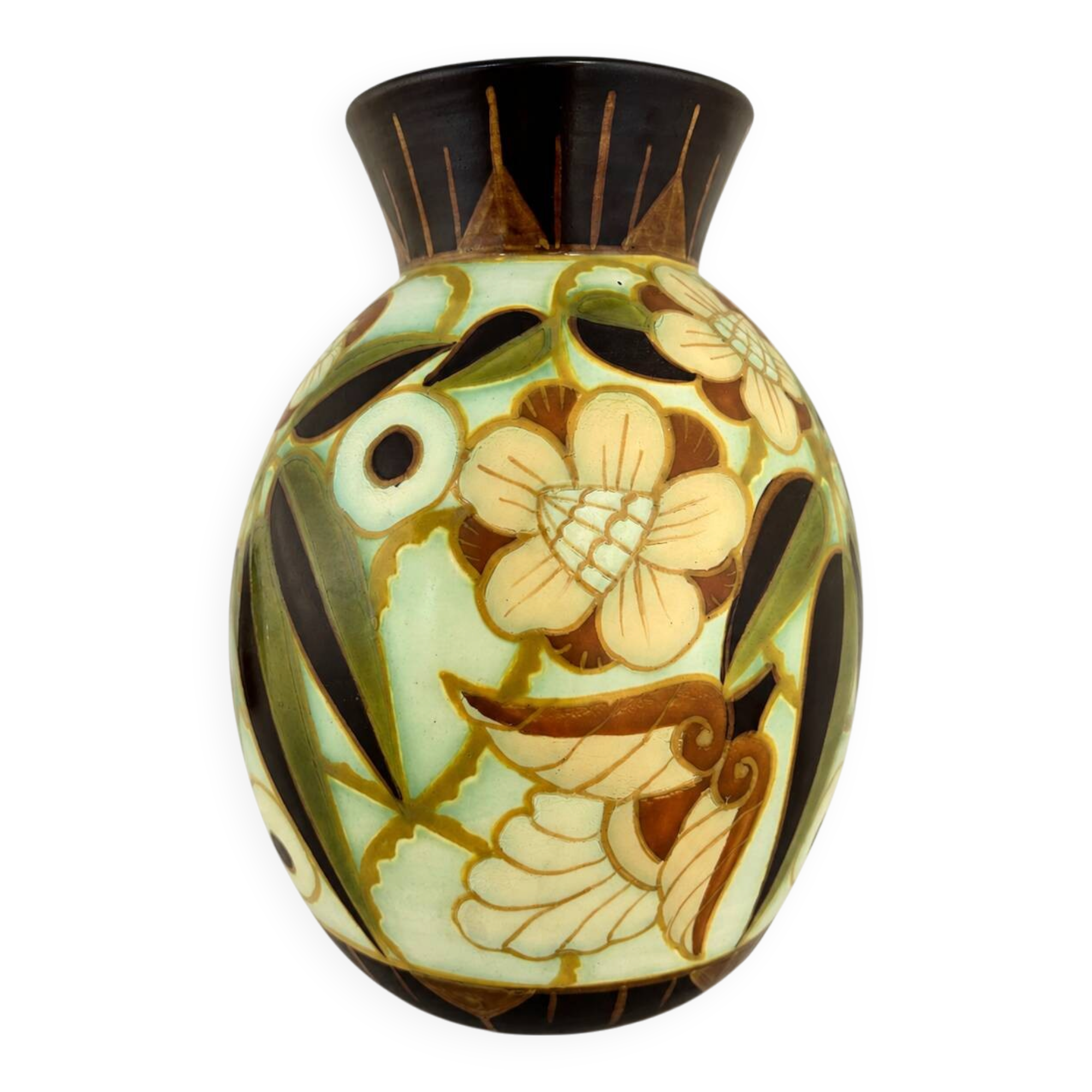 Art Deco vase by Charles Catteau for Boch Frères Keramis, decor D.1847,