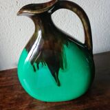 Green and brown ceramic vase