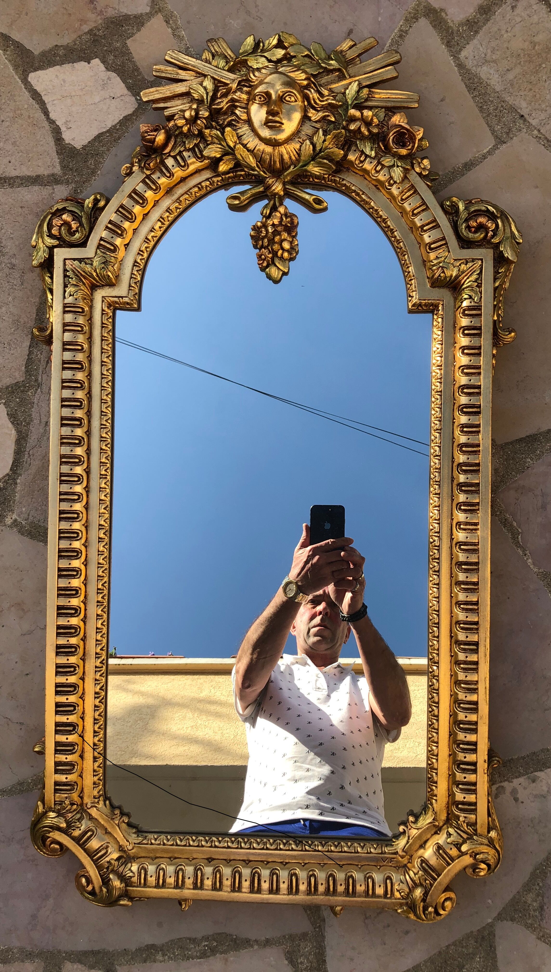 Gilded wooden mirror Regency style 54 x 95 cm