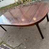 Extendable oval Scandinavian dining table in teak and mahogany, 1950s, 245cm