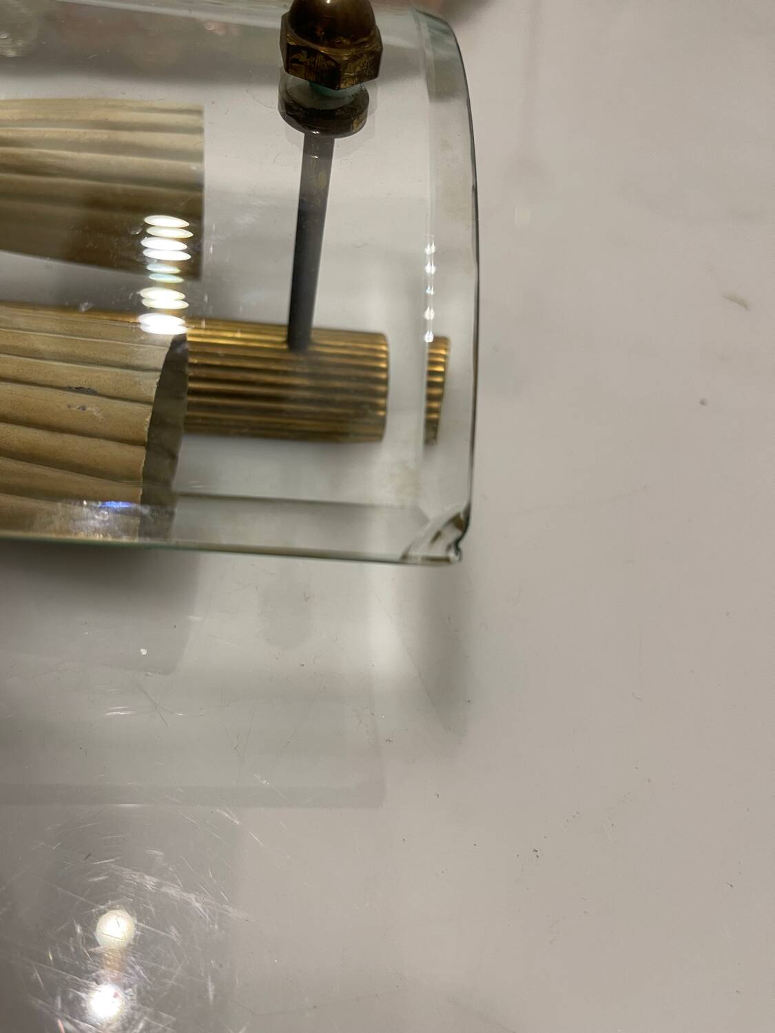 Brass Glass Sconces in a Fontana Arte  style