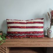 Coussin berbère Handira rouge et blanc