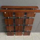 Coat rack wall unit in palisander wood veneer and chrome 1960s