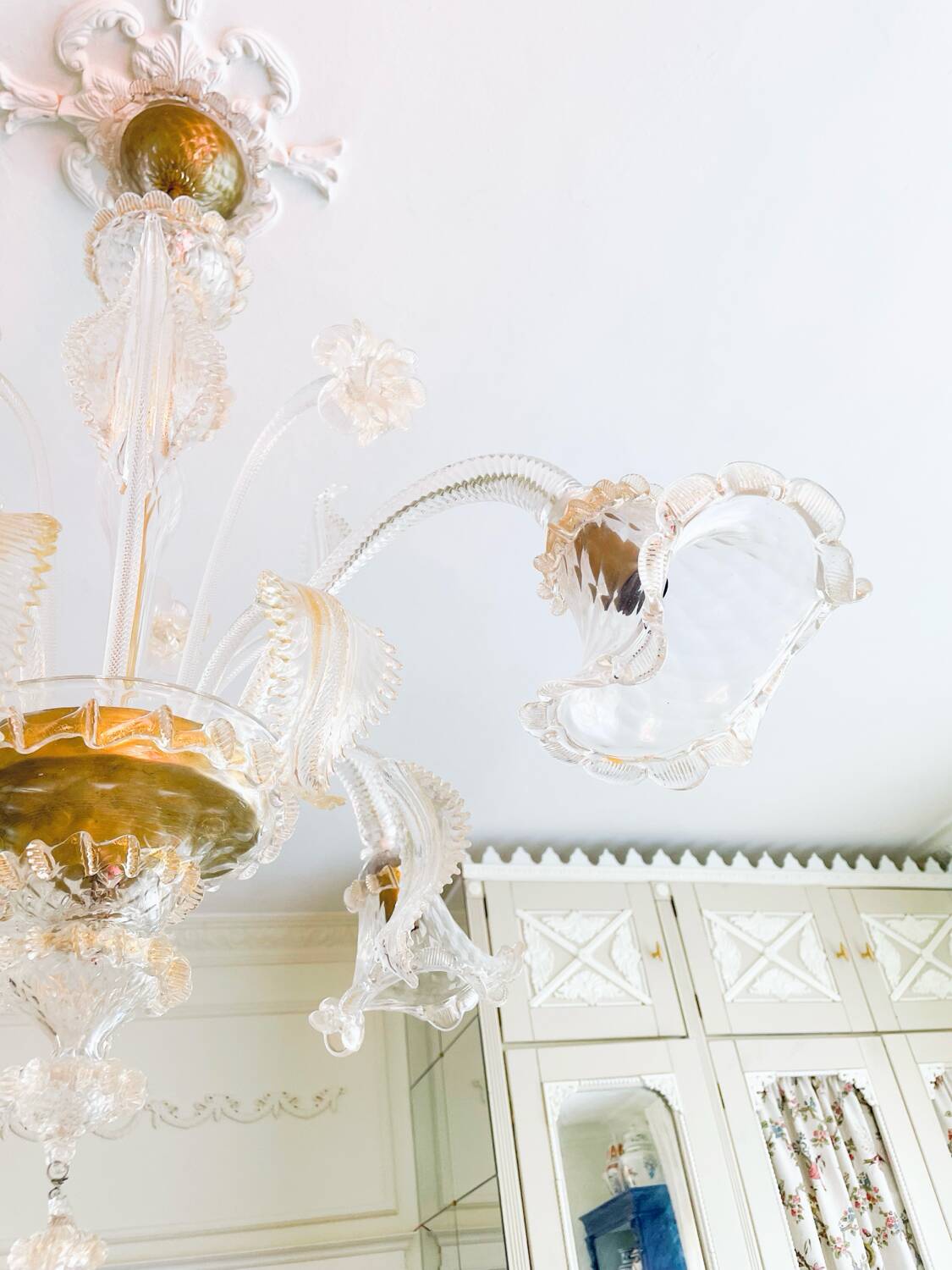 Grand lustre en verre de Murano – 5 bras tulipe