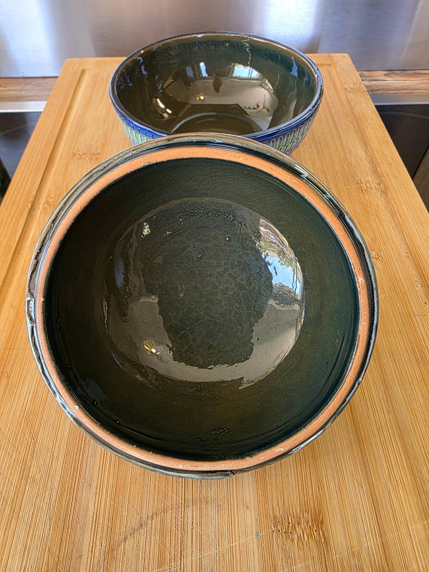 Vintage ceramic bonbonnière in Bitossi Rimini Blue style.