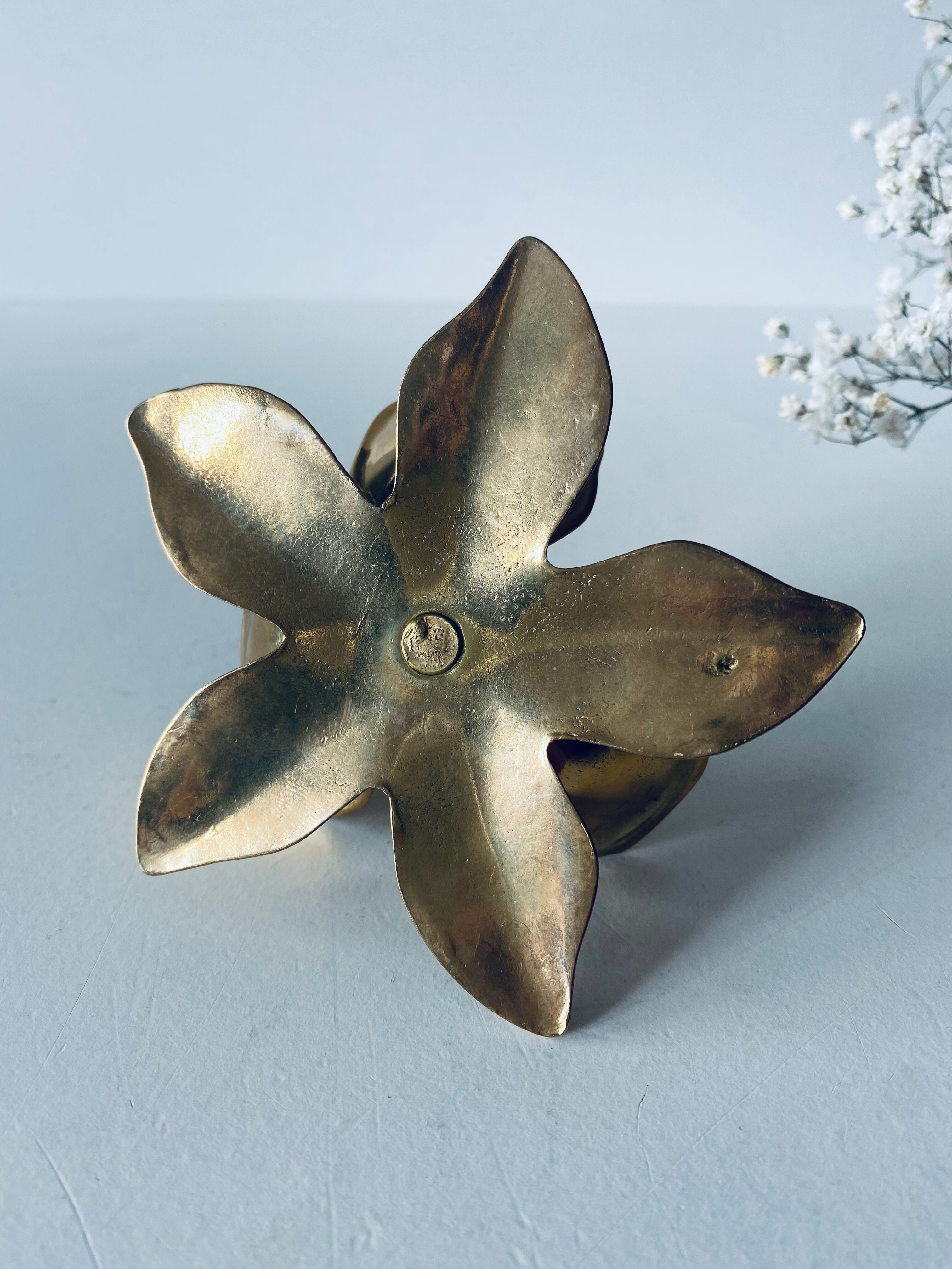 Brass flower candlestick