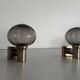 Pair of grey glass and chrome wall lights from the mid-century by N Leuchten, 1960s, Germany.