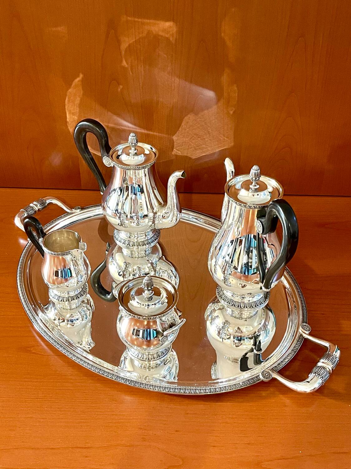 Christofle Malmaison 5-piece coffee and tea service with tray
