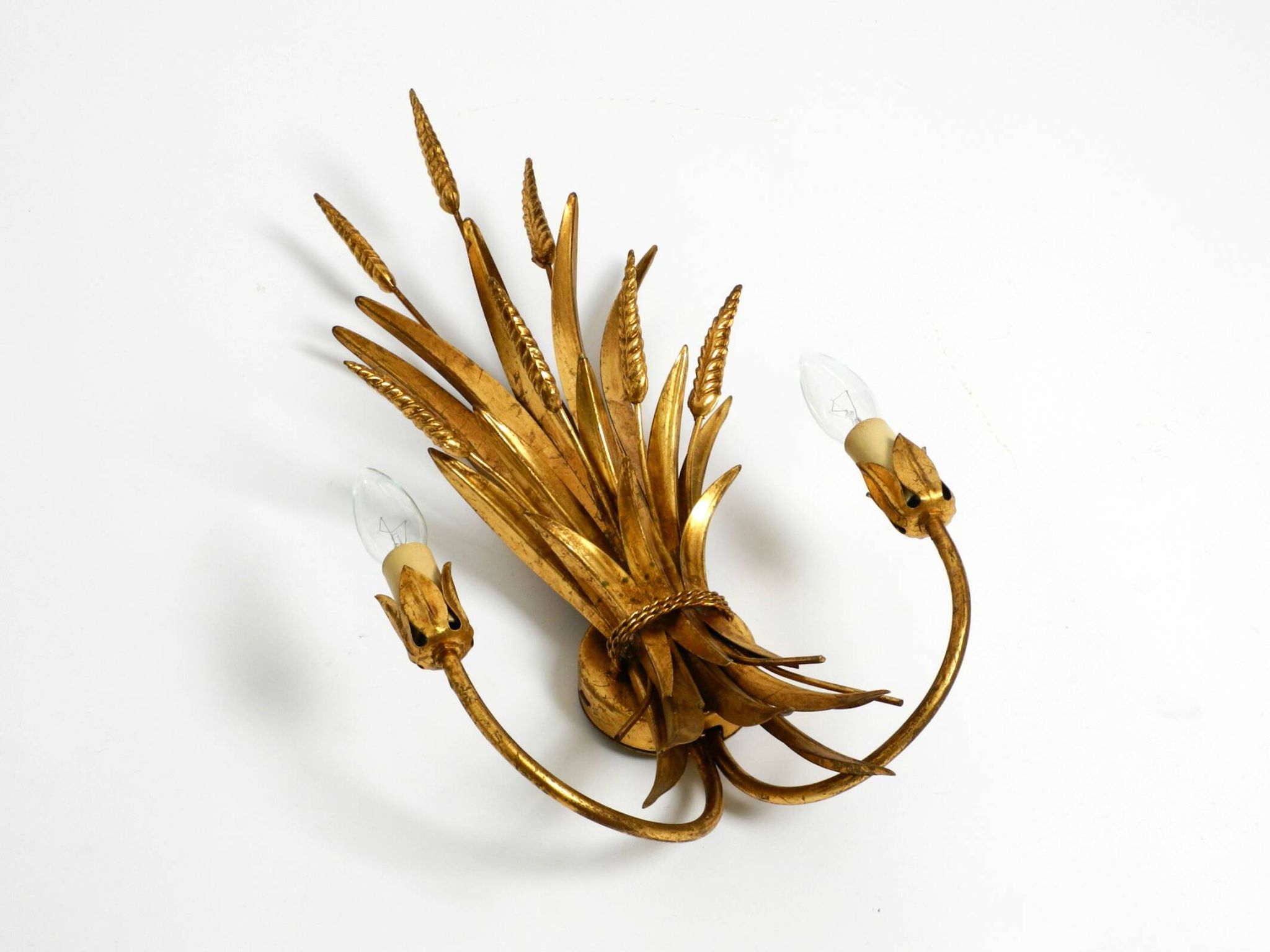 Beautiful large 70s gold-plated 2-armed metal wall lamp by Hans Kögl