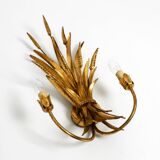 Beautiful large 70s gold-plated 2-armed metal wall lamp by Hans Kögl