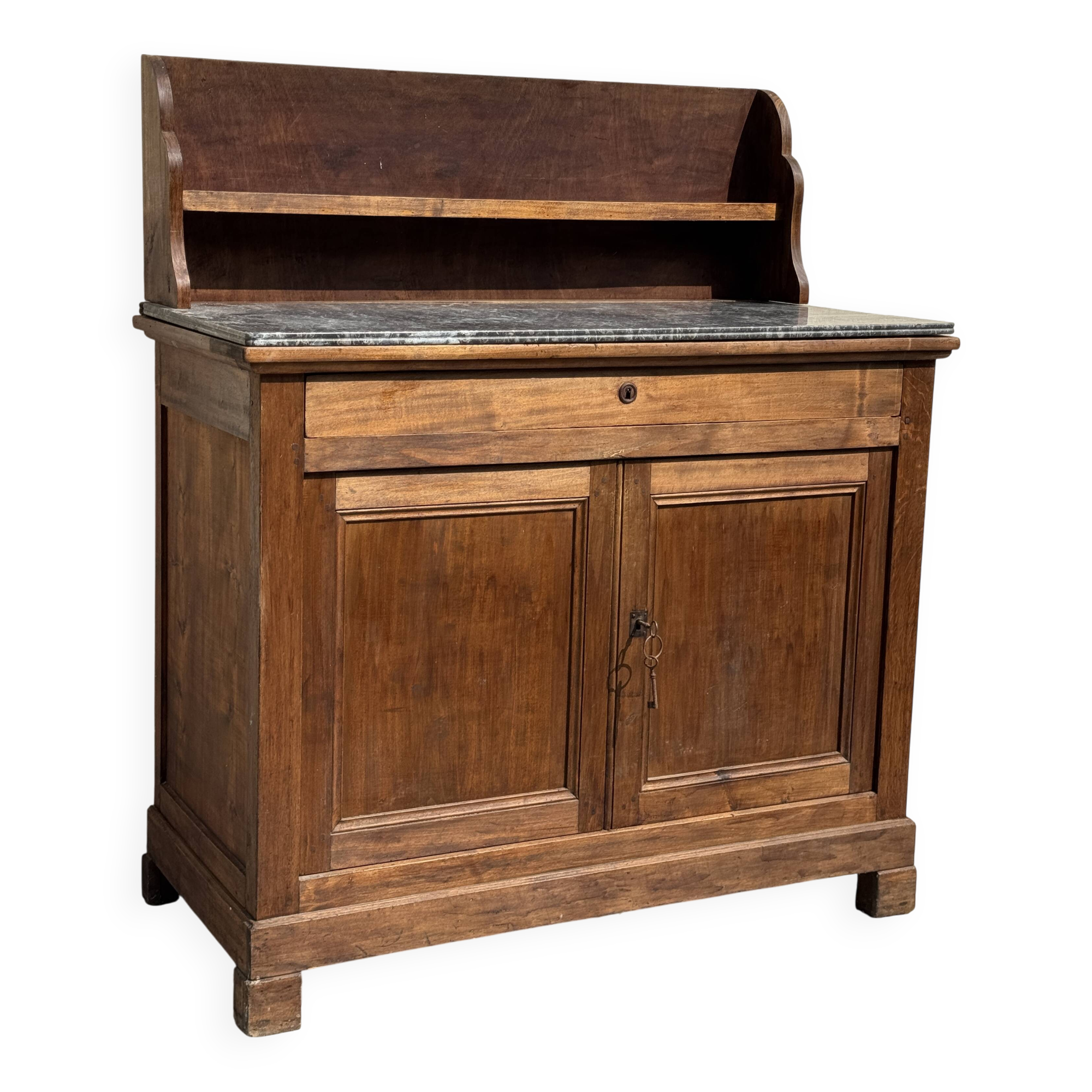 Grand buffet, meuble de toilette ancienne à dessus de marbre XIXe