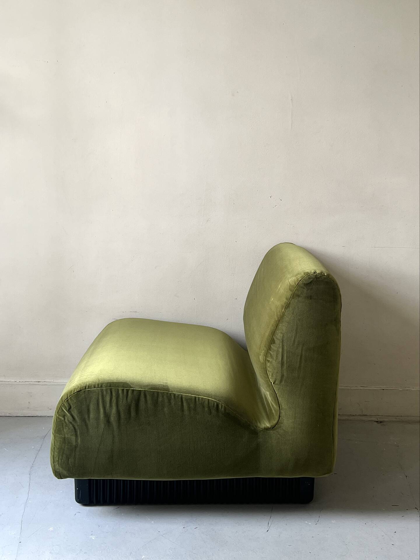 Olive green velvet armchair Slipper Chair Herman Miller USA 1970