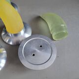 6 vintage horn coat hooks in resin and aluminium