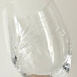 Set de 12 verres à pied en verre ciselé, 6 verres à vin et 6 verres à eau