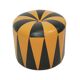 Round Vintage Pouf Orange Black Leatherette 1960s